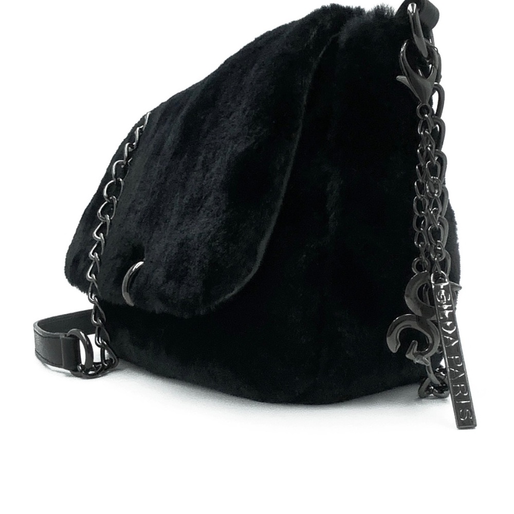Gilda black fur crossbody